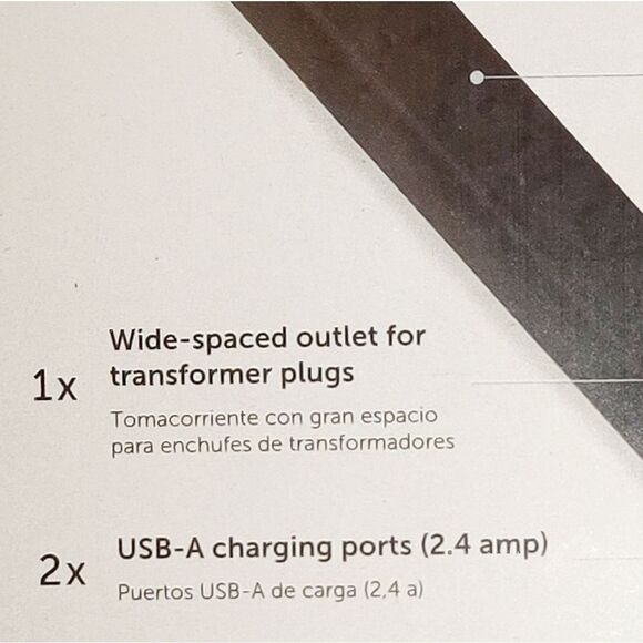 New Globe Electric 4' 6 Outlet Extension Cord White 2 USB Surge Protector - Picture 3 of 10